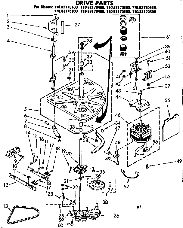 Kenmore 11083170100 drive parts diagram