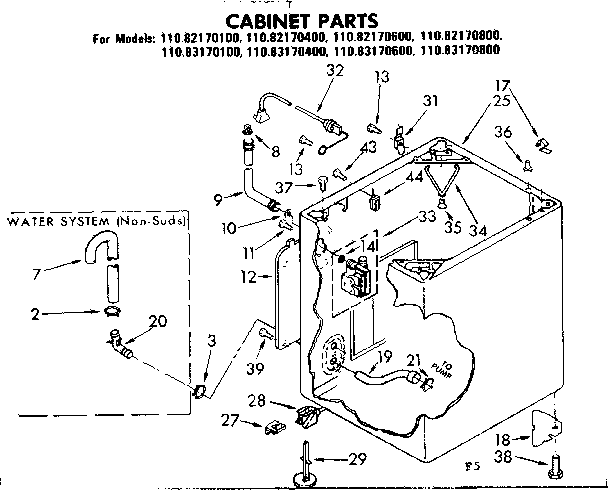 Kenmore 11083170100 cabinet parts diagram