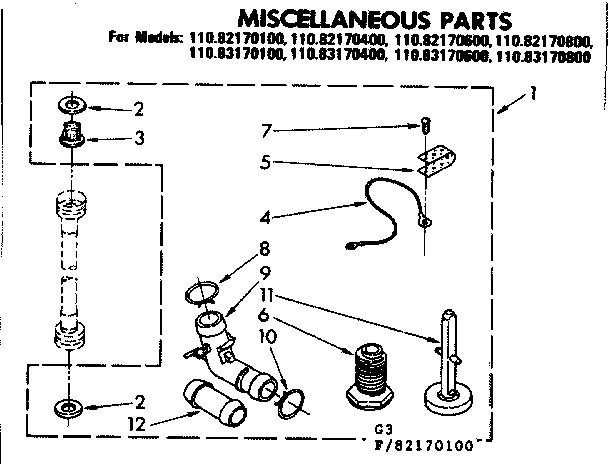 Kenmore 11083170100 miscellaneous parts diagram