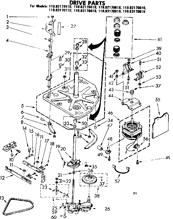 Kenmore 11082170110 drive parts diagram