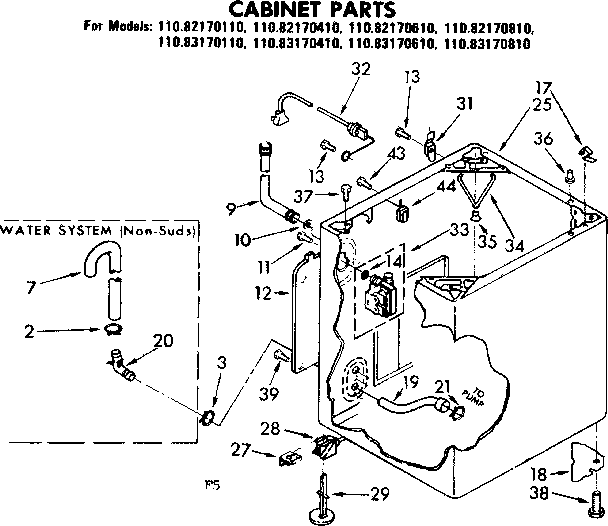 Kenmore 11082170110 cabinet parts diagram