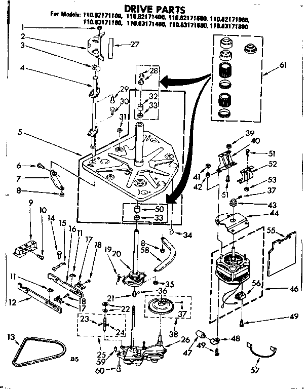 Kenmore 11082171800 drive parts diagram