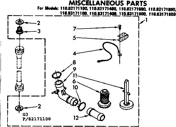 Kenmore 11082171800 miscellaneous parts diagram