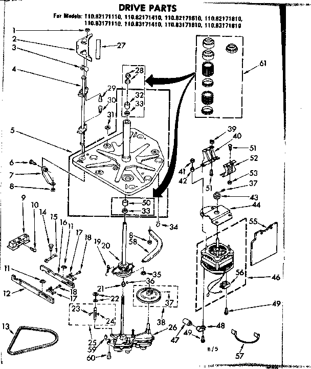 Kenmore 11082171610 drive parts diagram
