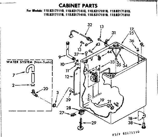Kenmore 11082171610 cabinet parts diagram