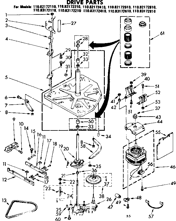 Kenmore 11082172210 drive parts diagram