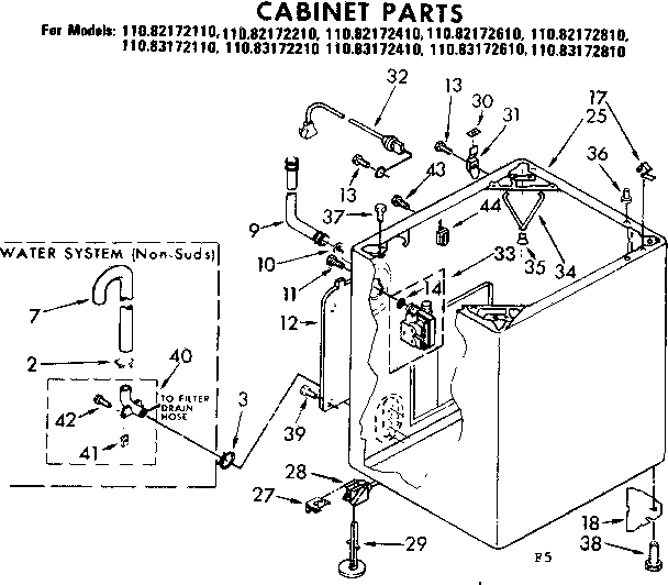 Kenmore 11082172210 cabinet parts diagram