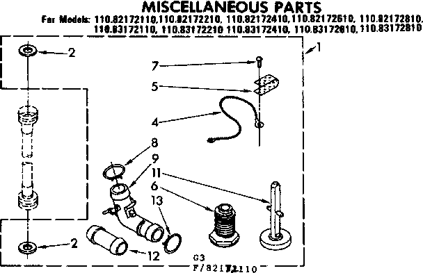 Kenmore 11082172210 miscellaneous parts diagram