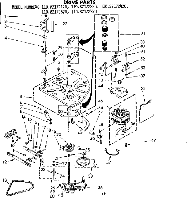 Kenmore 11082172120 drive parts diagram
