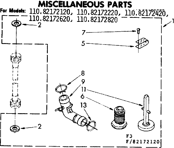 Kenmore 11082172120 miscellaneous parts diagram