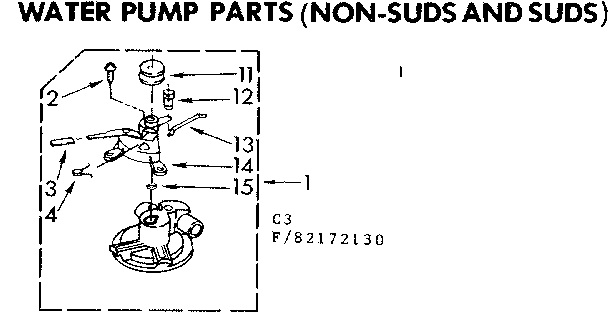 Kenmore 11083172430 water pump parts non-suds and suds diagram