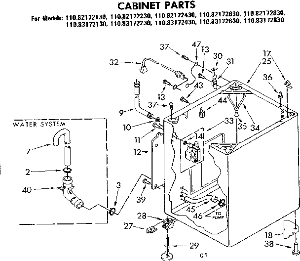 Kenmore 11083172430 cabinet parts diagram