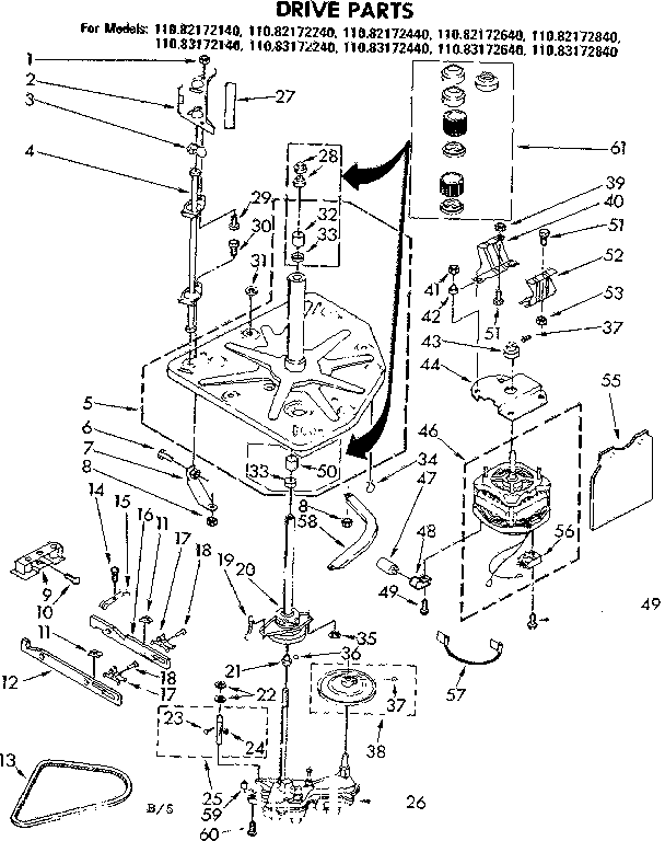 Kenmore 11083172840 drive parts diagram