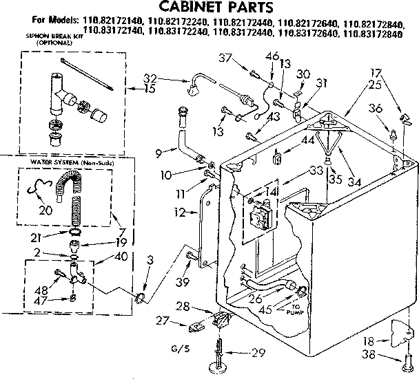 Kenmore 11083172840 cabinet parts diagram