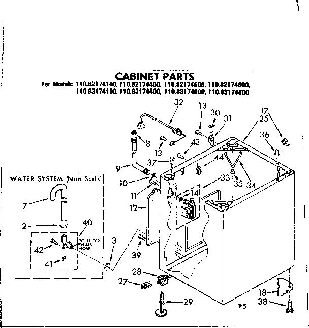 Kenmore 11083174400 cabinet parts diagram