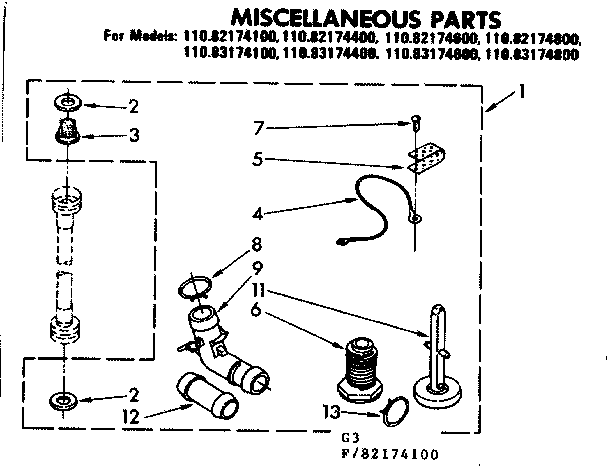 Kenmore 11083174400 miscellaneous parts diagram