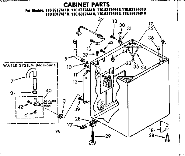 Kenmore 11082174410 cabinet parts diagram
