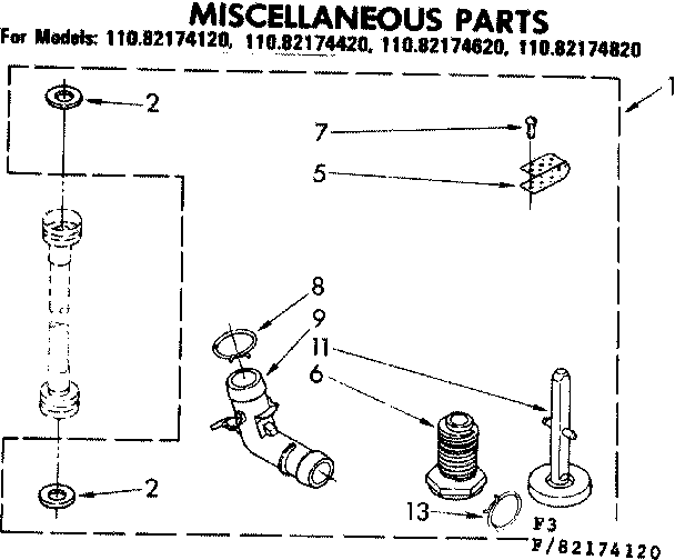 Kenmore 11082174120 miscellaneous parts diagram