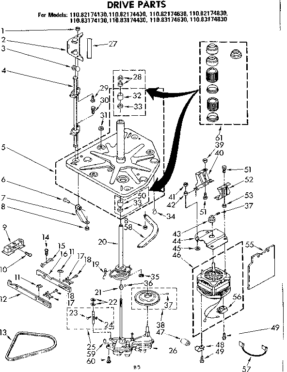 Kenmore 11082174130 drive parts diagram
