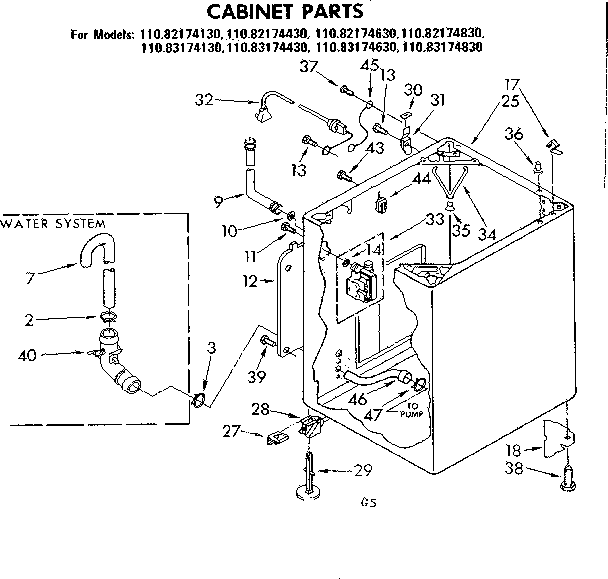 Kenmore 11082174130 cabinet parts diagram