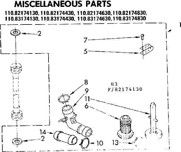 Kenmore 11082174130 miscellaneous parts diagram