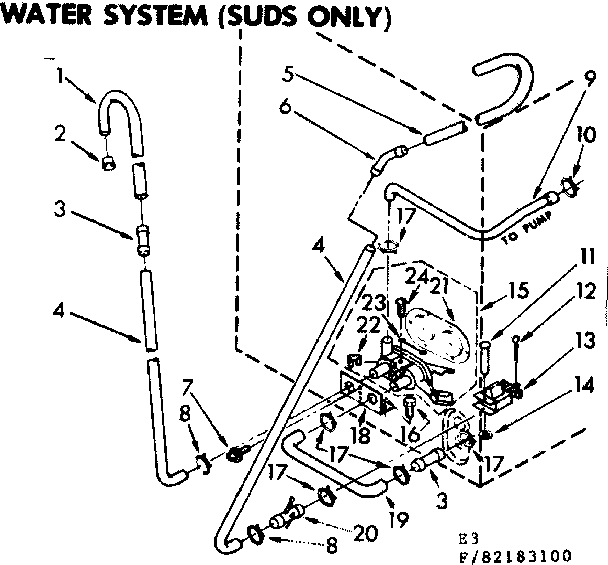 Kenmore 11082183400 water system suds only diagram