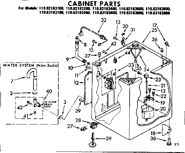 Kenmore 11082183400 cabinet parts diagram