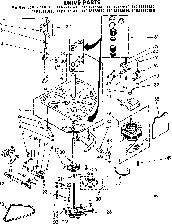 Kenmore 11083183110 drive parts diagram