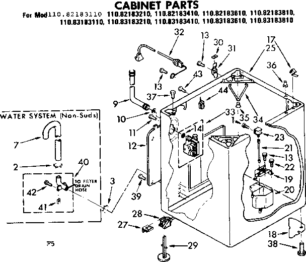 Kenmore 11083183110 cabinet parts diagram