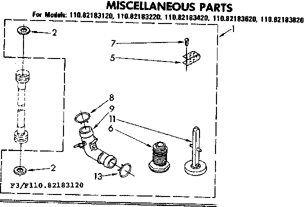 Kenmore 11082183420 miscellaneous parts diagram