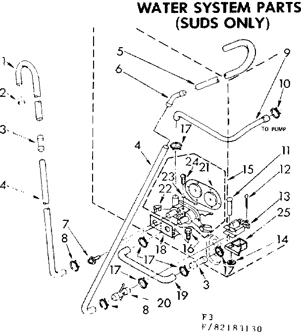 Kenmore 11082183630 water system parts suds only diagram