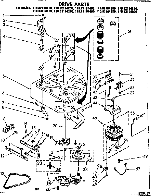 Kenmore 11082194200 drive parts diagram