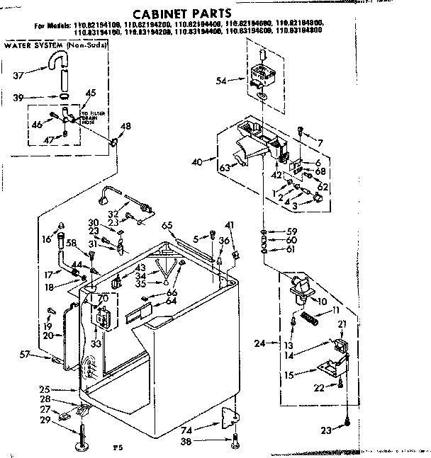 Kenmore 11082194200 cabinet parts diagram