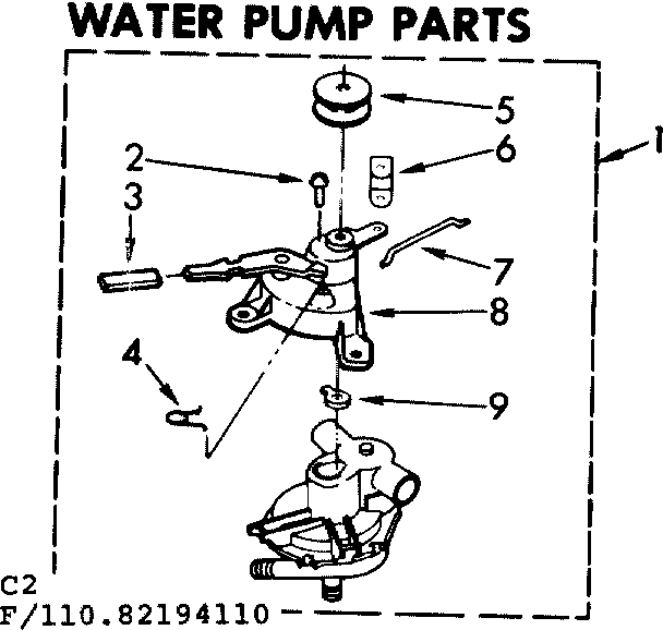 Kenmore 11083194610 water pump parts diagram