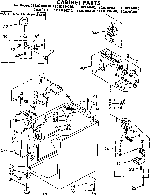 Kenmore 11083194610 cabinet parts diagram