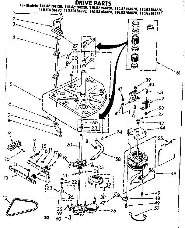 Kenmore 11082194220 drive parts diagram