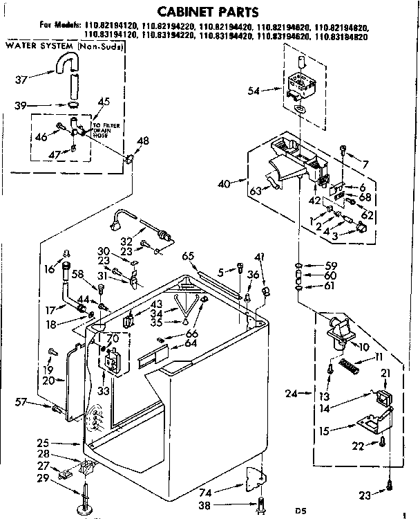 Kenmore 11082194220 cabinet parts diagram