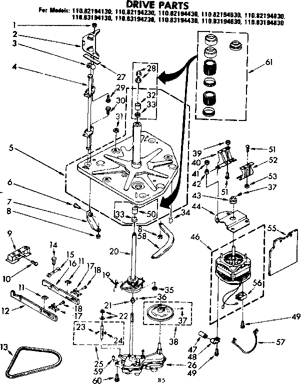 Kenmore 11082194430 drive parts diagram