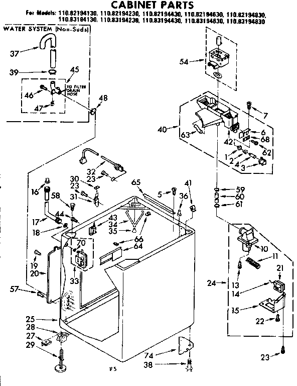 Kenmore 11082194430 cabinet parts diagram