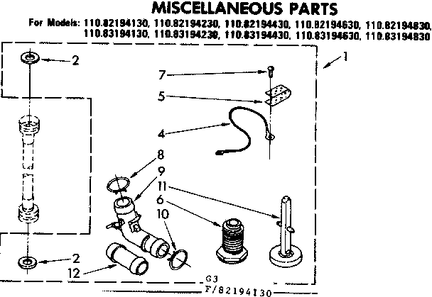 Kenmore 11082194430 miscellaneous parts diagram