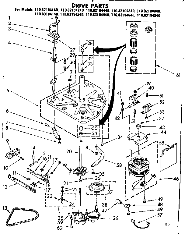 Kenmore 11083194840 drive parts diagram