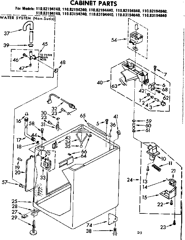 Kenmore 11083194840 cabinet parts diagram