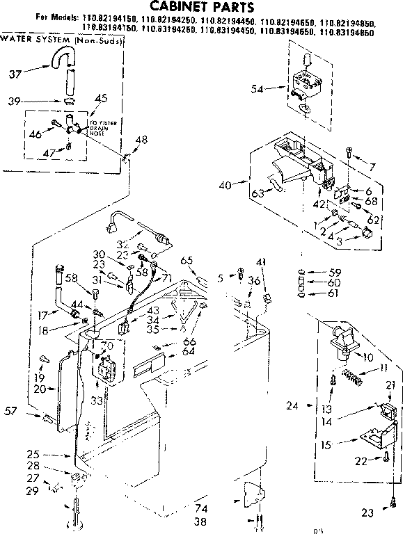 Kenmore 11082194650 cabinet parts diagram