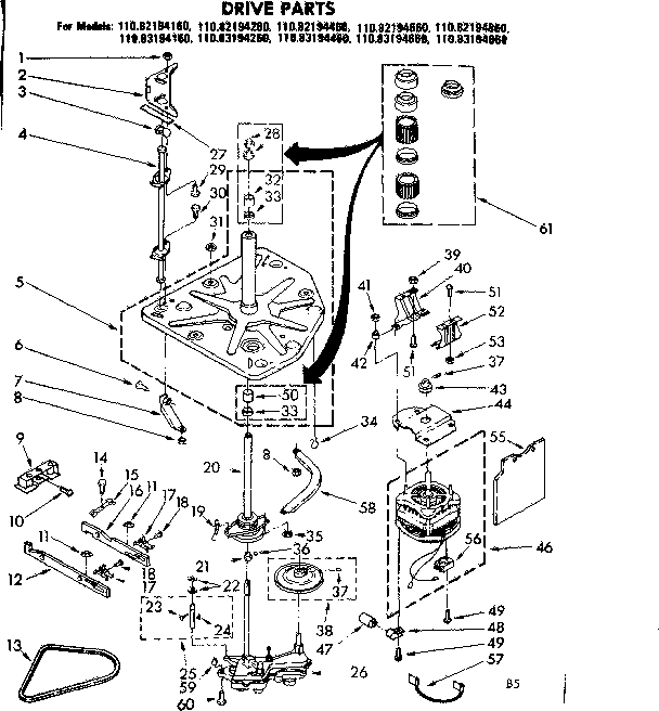 Kenmore 11083194660 drive parts diagram