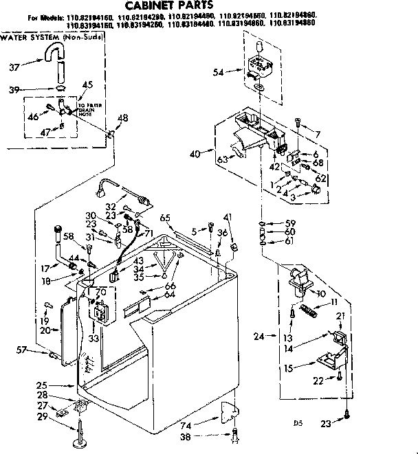 Kenmore 11083194660 cabinet parts diagram