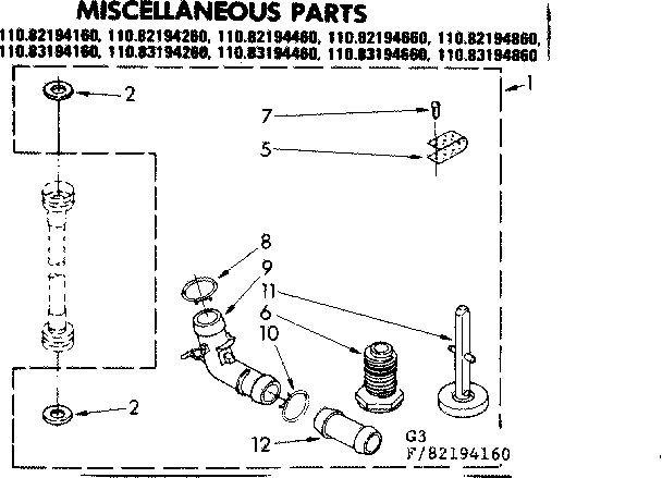 Kenmore 11083194660 miscellaneous parts diagram