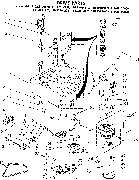 Kenmore 11083194470 drive parts diagram