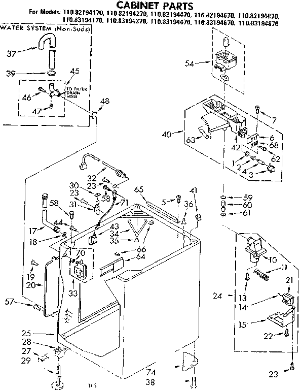 Kenmore 11083194470 cabinet parts diagram