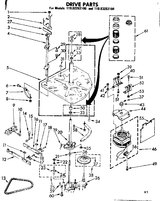 Kenmore 11083252100 drive parts diagram