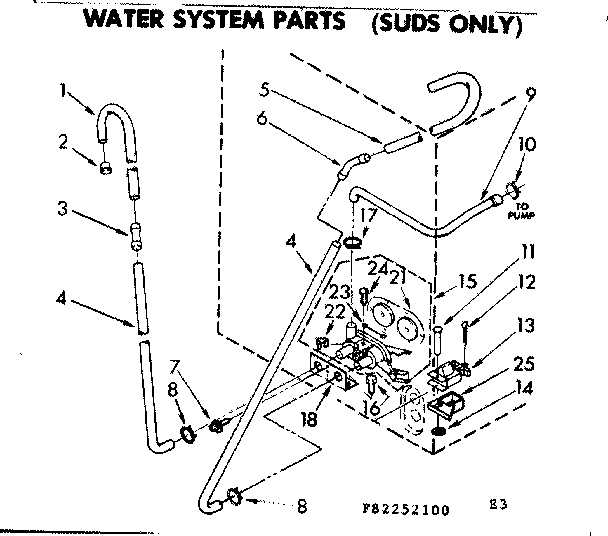 Kenmore 11083252100 water system parts suds only diagram